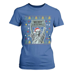 Funny Liberty Statue Ugly Sweater Gift T Shirt For Women Merry Resistmas TS12 Royal Blue Print Your Wear