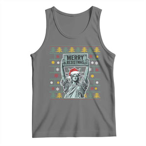 Funny Liberty Statue Ugly Sweater Gift Tank Top Merry Resistmas TS12 Black Heather Print Your Wear