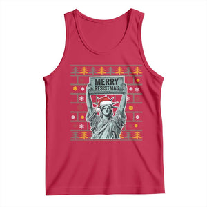 Funny Liberty Statue Ugly Sweater Gift Tank Top Merry Resistmas TS12 Red Print Your Wear