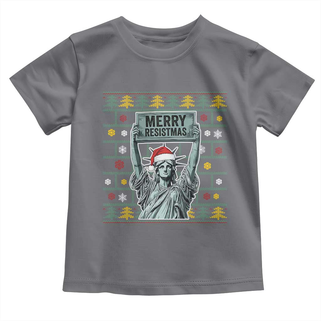 Funny Liberty Statue Ugly Sweater Gift Toddler T Shirt Merry Resistmas TS12 Charcoal Print Your Wear