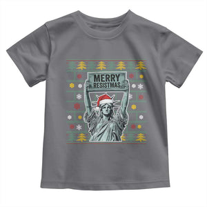 Funny Liberty Statue Ugly Sweater Gift Toddler T Shirt Merry Resistmas TS12 Charcoal Print Your Wear