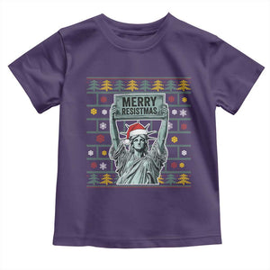 Funny Liberty Statue Ugly Sweater Gift Toddler T Shirt Merry Resistmas TS12 Purple Print Your Wear
