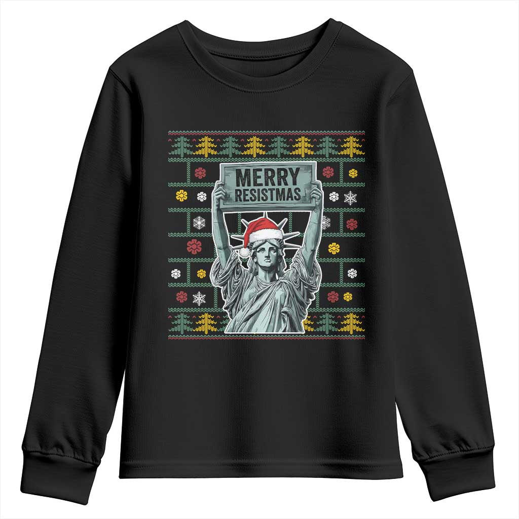 Funny Liberty Statue Ugly Sweater Gift Youth Sweatshirt Merry Resistmas TS12 Black Print Your Wear
