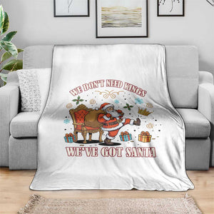 No Kings Only Santa Throw Blanket Funny Christmas Parody Gift - Print Your Wear