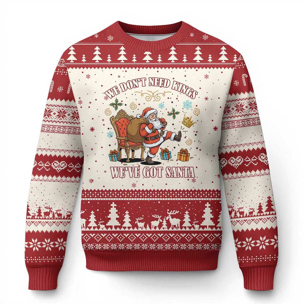 No Kings Only Santa Ugly Christmas Sweater Funny Xmas Parody Gift - Print Your Wear