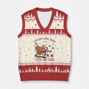 No Kings Only Santa V-Neck Knit Sweater Vest Funny Xmas Parody Gift TS12 Beige Red Print Your Wear