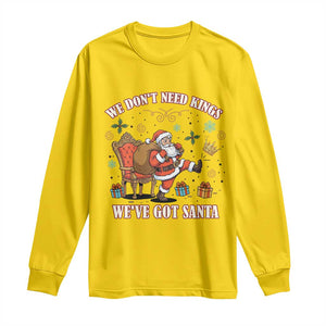 No Kings Only Santa Long Sleeve Shirt Funny Christmas Parody Gift - Print Your Wear