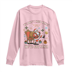 No Kings Only Santa Long Sleeve Shirt Funny Christmas Parody Gift - Print Your Wear