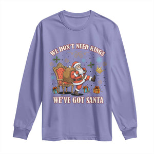 No Kings Only Santa Long Sleeve Shirt Funny Christmas Parody Gift - Print Your Wear