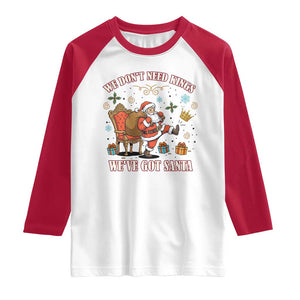 No Kings Only Santa Raglan Shirt Funny Christmas Parody Gift TS12 White Red Print Your Wear