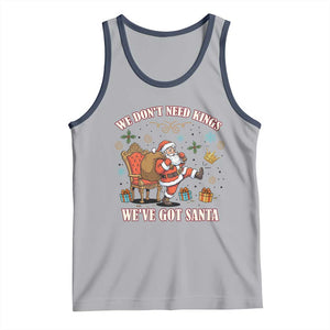 No Kings Only Santa Tank Top Funny Christmas Parody Gift TS12 Athletic Heather Navy Print Your Wear