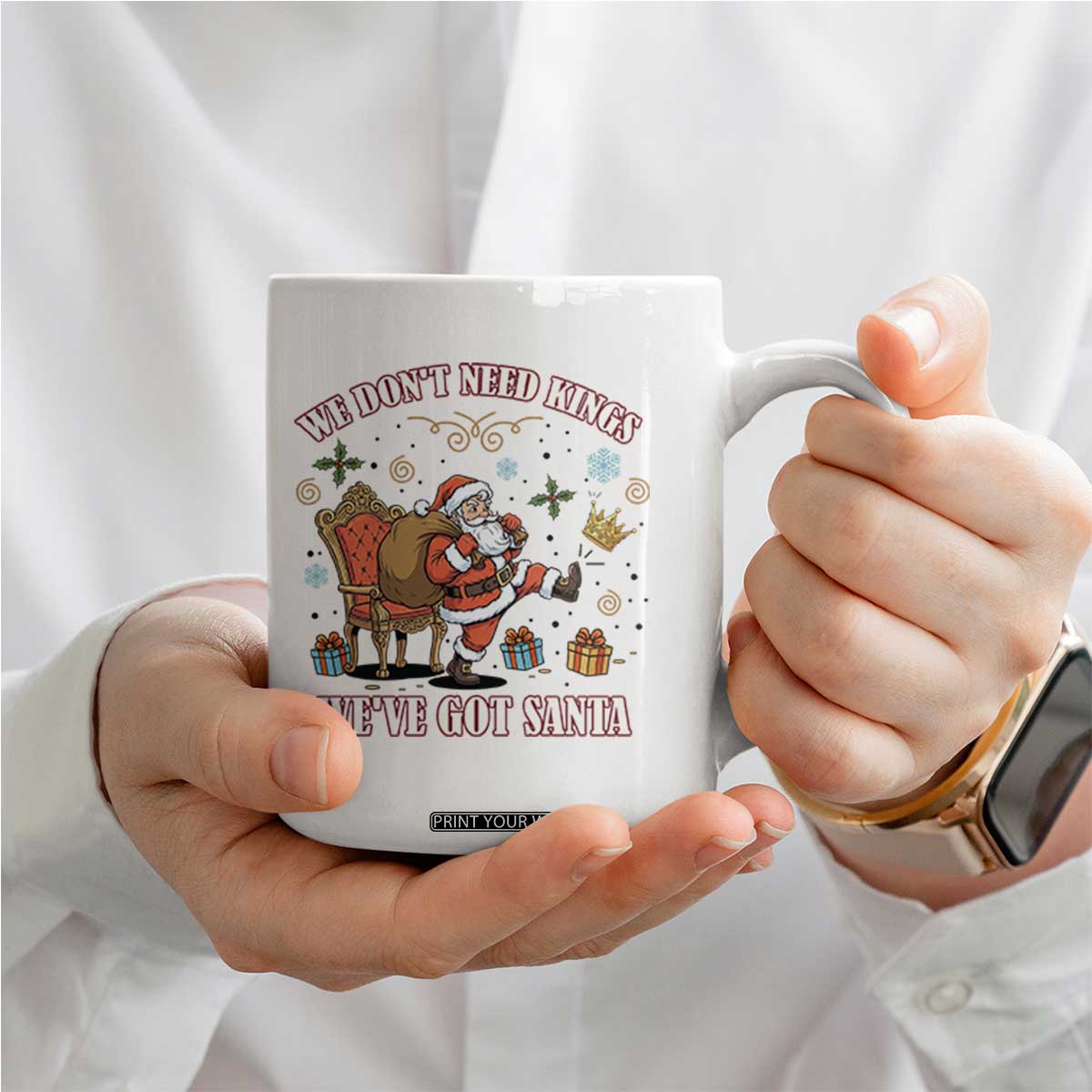No Kings Only Santa Coffee Mug Funny Christmas Parody Gift - Print Your Wear