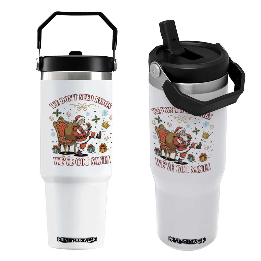 No Kings Only Santa Flip Straw Tumbler Funny Christmas Parody Gift - Print Your Wear