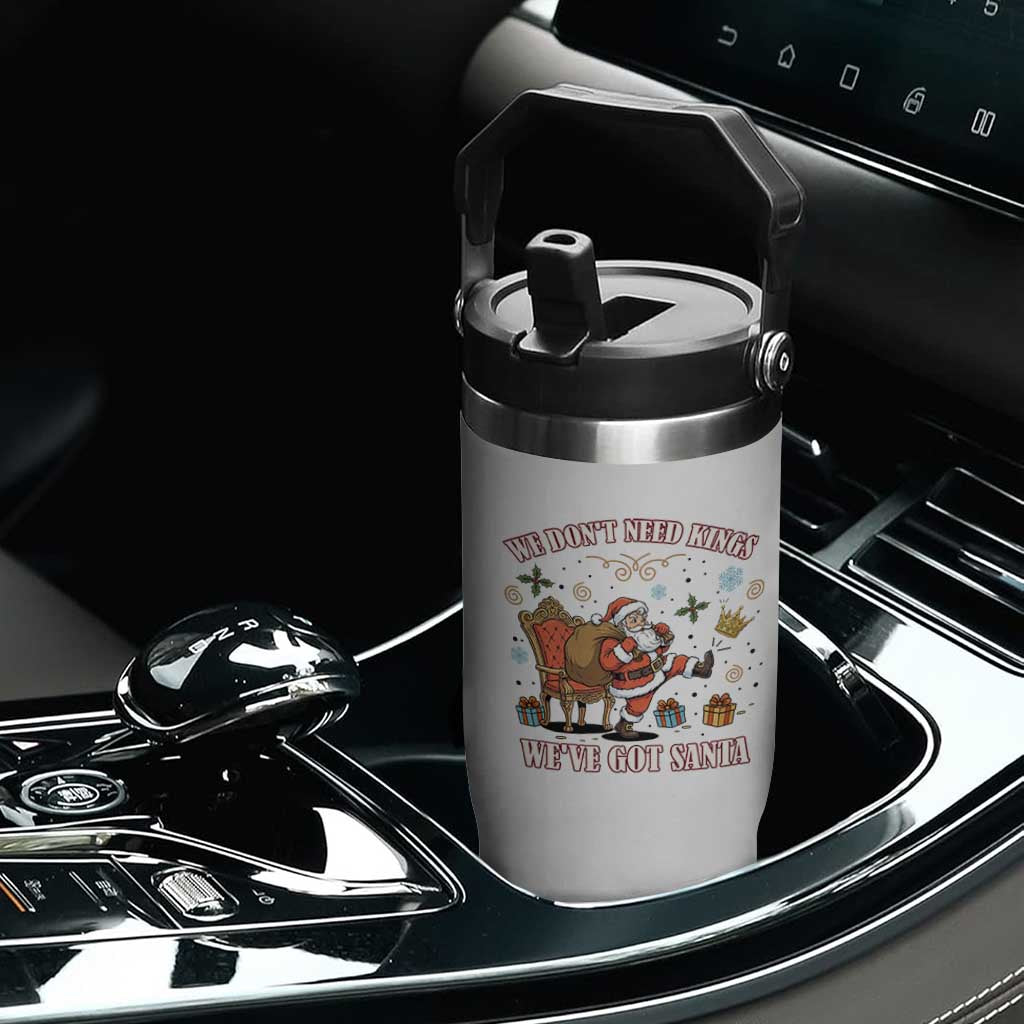 No Kings Only Santa Flip Straw Tumbler Funny Christmas Parody Gift TS12 Print Your Wear