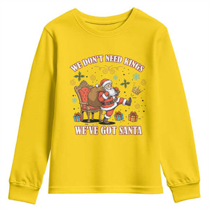 No Kings Only Santa Youth Sweatshirt Funny Christmas Parody Gift TS12 Daisy Print Your Wear
