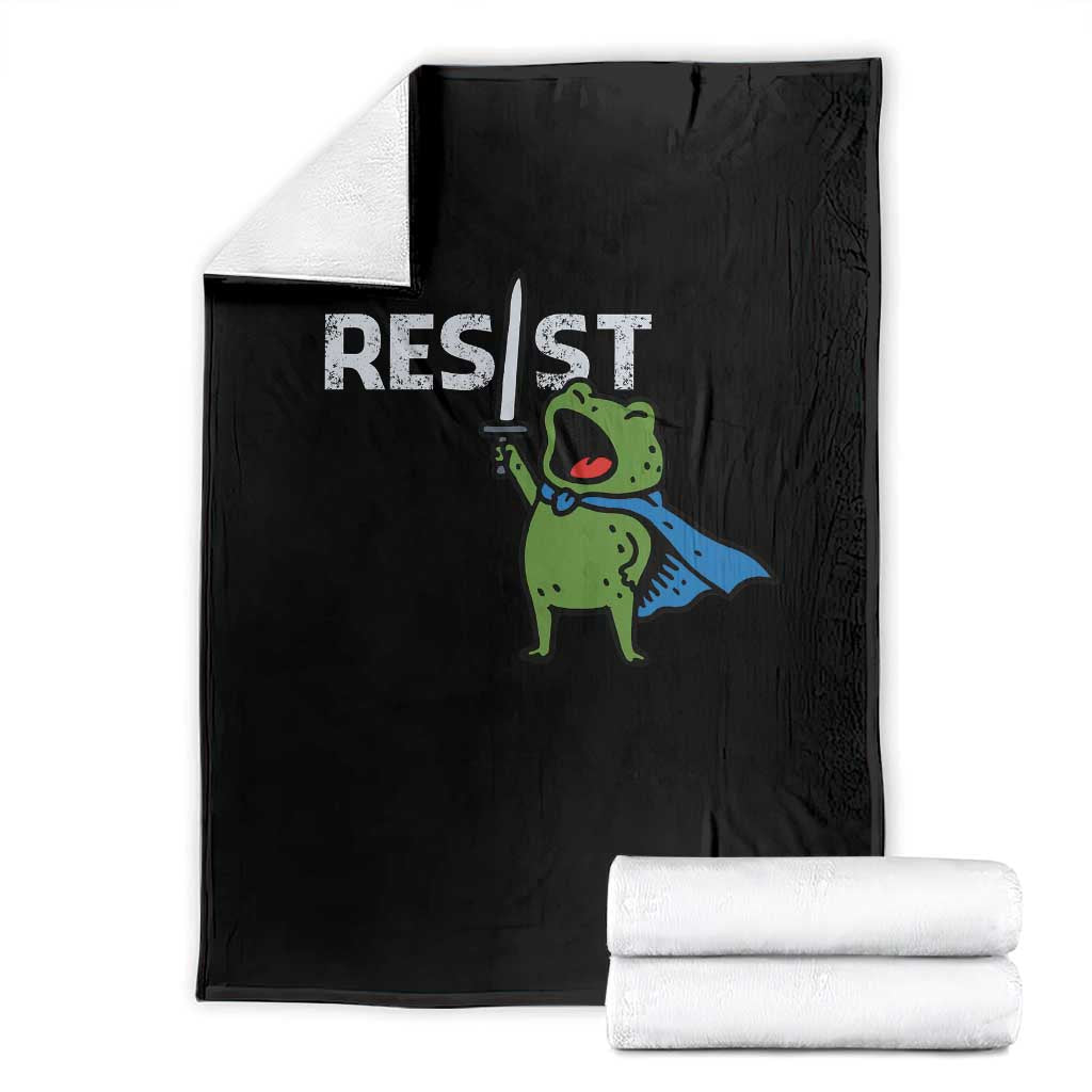 Resist Frog Warrior Throw Blanket Funny Rebel Meme Gift - Print Your Wear