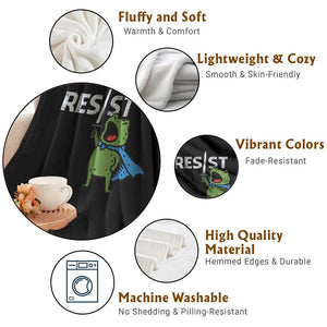 Resist Frog Warrior Throw Blanket Funny Rebel Meme Gift TS12 Print Your Wear