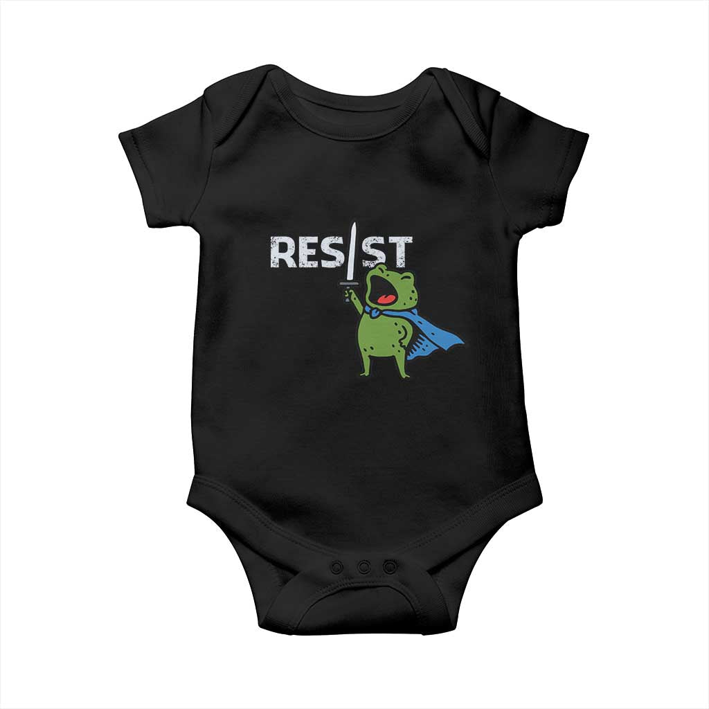 Resist Frog Warrior Baby Onesie Funny Rebel Meme Gift - Print Your Wear