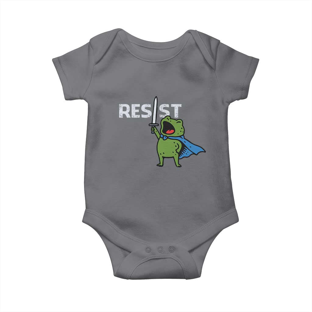 Resist Frog Warrior Baby Onesie Funny Rebel Meme Gift TS12 Charcoal Print Your Wear