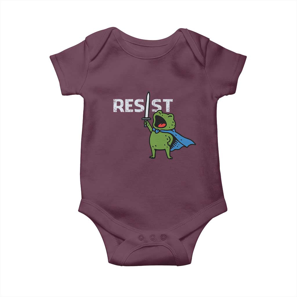 Resist Frog Warrior Baby Onesie Funny Rebel Meme Gift TS12 Maroon Print Your Wear