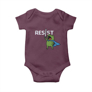 Resist Frog Warrior Baby Onesie Funny Rebel Meme Gift TS12 Maroon Print Your Wear