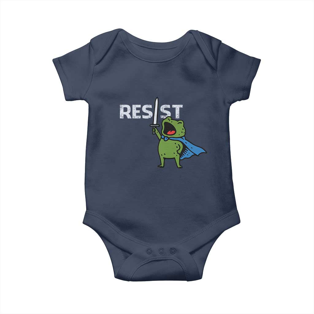 Resist Frog Warrior Baby Onesie Funny Rebel Meme Gift TS12 Navy Print Your Wear