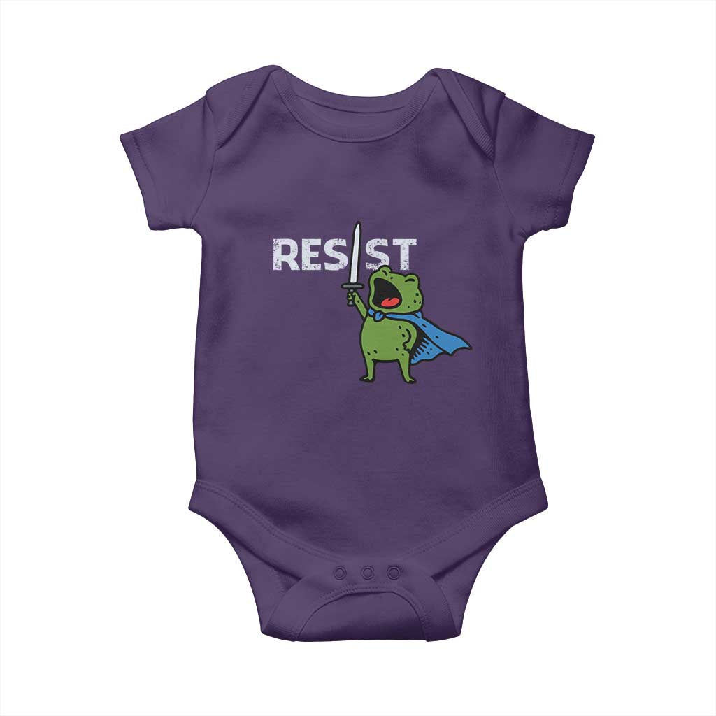 Resist Frog Warrior Baby Onesie Funny Rebel Meme Gift TS12 Purple Print Your Wear