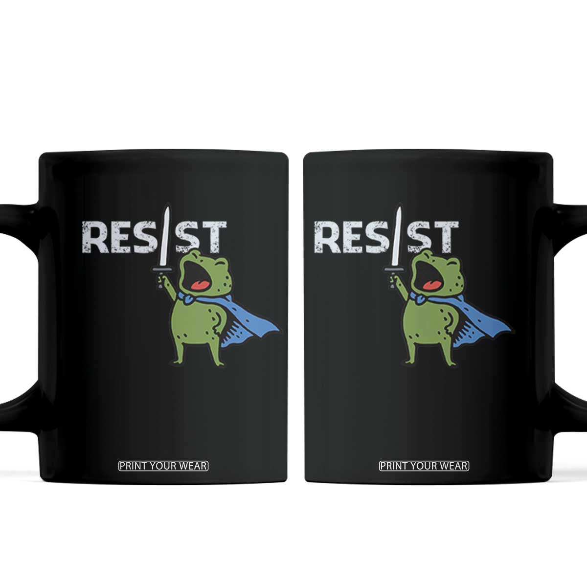 Resist Frog Warrior Coffee Mug Funny Rebel Meme Gift TS12 Black Print Your Wear