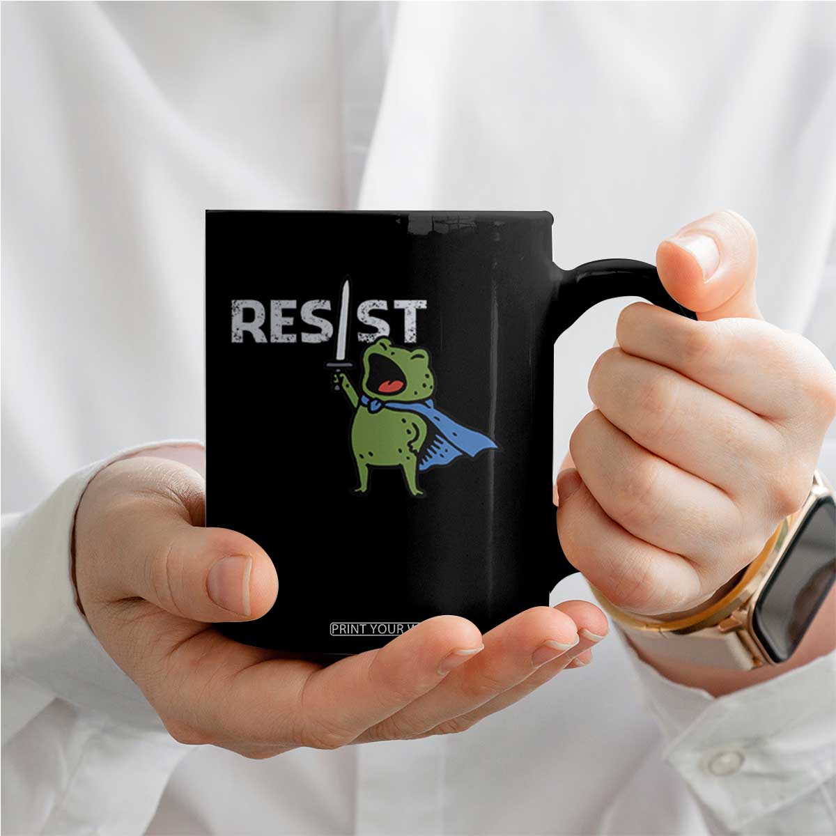 Resist Frog Warrior Coffee Mug Funny Rebel Meme Gift TS12 Print Your Wear