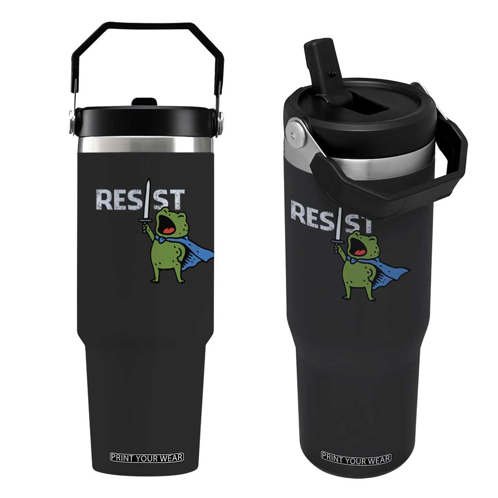 Resist Frog Warrior Flip Straw Tumbler Funny Rebel Meme Gift - Print Your Wear