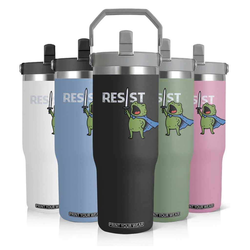 Resist Frog Warrior Flip Straw Tumbler Funny Rebel Meme Gift TS12 Print Your Wear