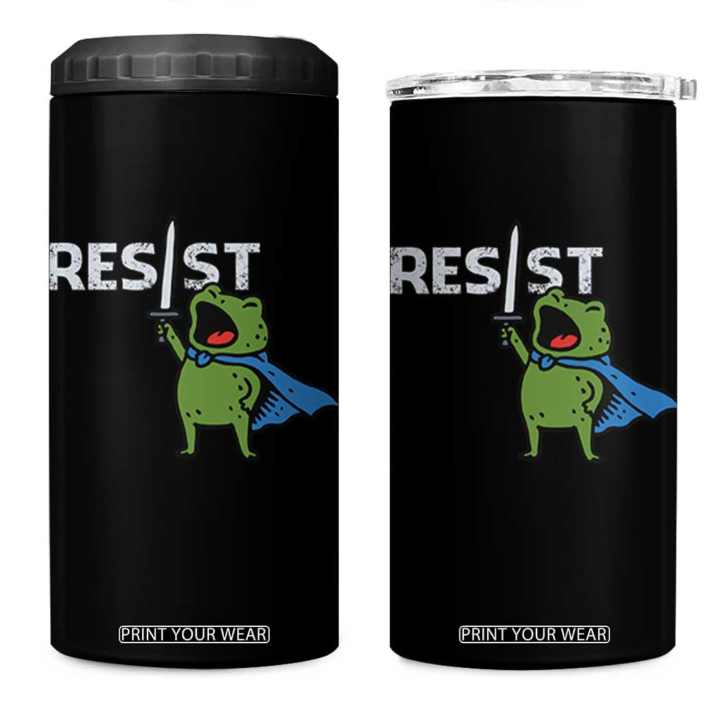 Resist Frog Warrior 4 in 1 Can Cooler Tumbler Funny Rebel Meme Gift - Print Your Wear