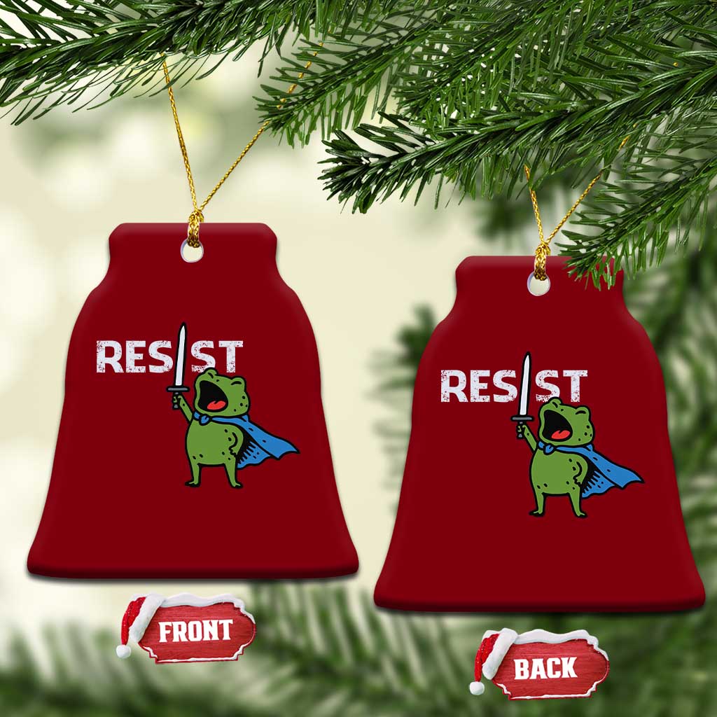 Resist Frog Warrior Ceramic Ornament Funny Rebel Meme Gift - Print Your Wear