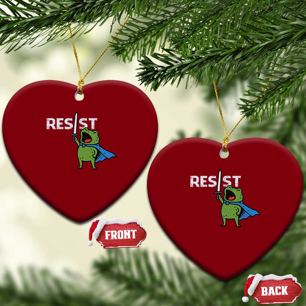 Resist Frog Warrior Ceramic Ornament Funny Rebel Meme Gift - Print Your Wear