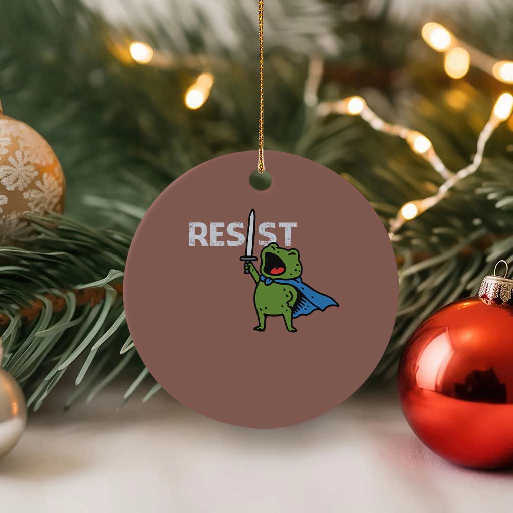 Resist Frog Warrior Ceramic Ornament Funny Rebel Meme Gift TS12 1pc Mocha Print Your Wear
