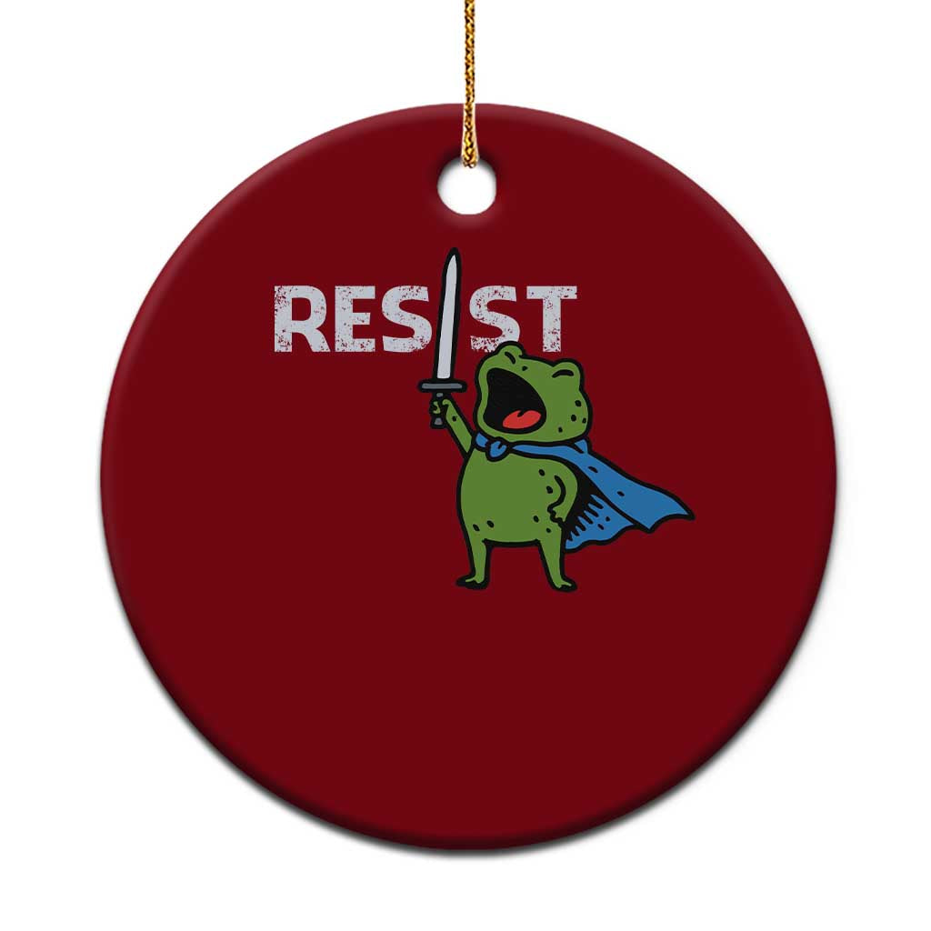 Resist Frog Warrior Ceramic Ornament Funny Rebel Meme Gift - Print Your Wear