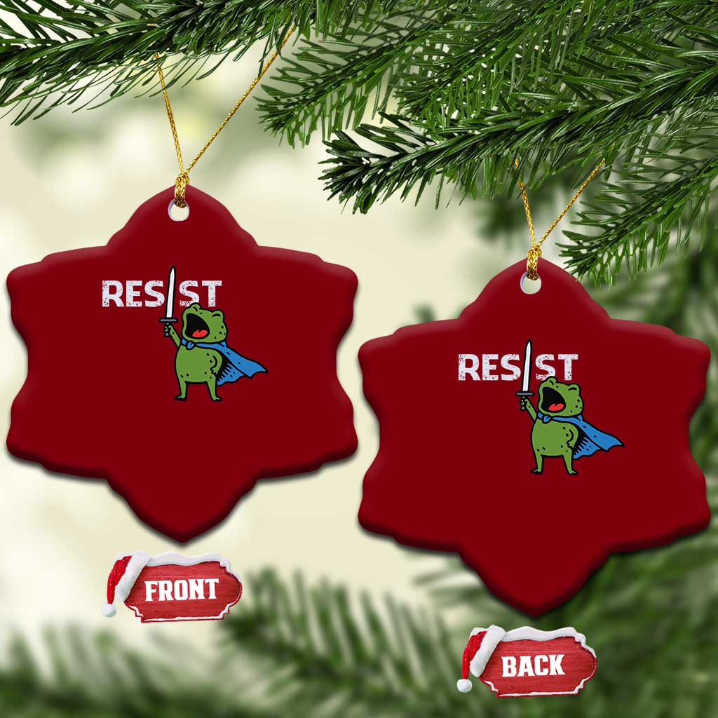 Resist Frog Warrior Ceramic Ornament Funny Rebel Meme Gift - Print Your Wear