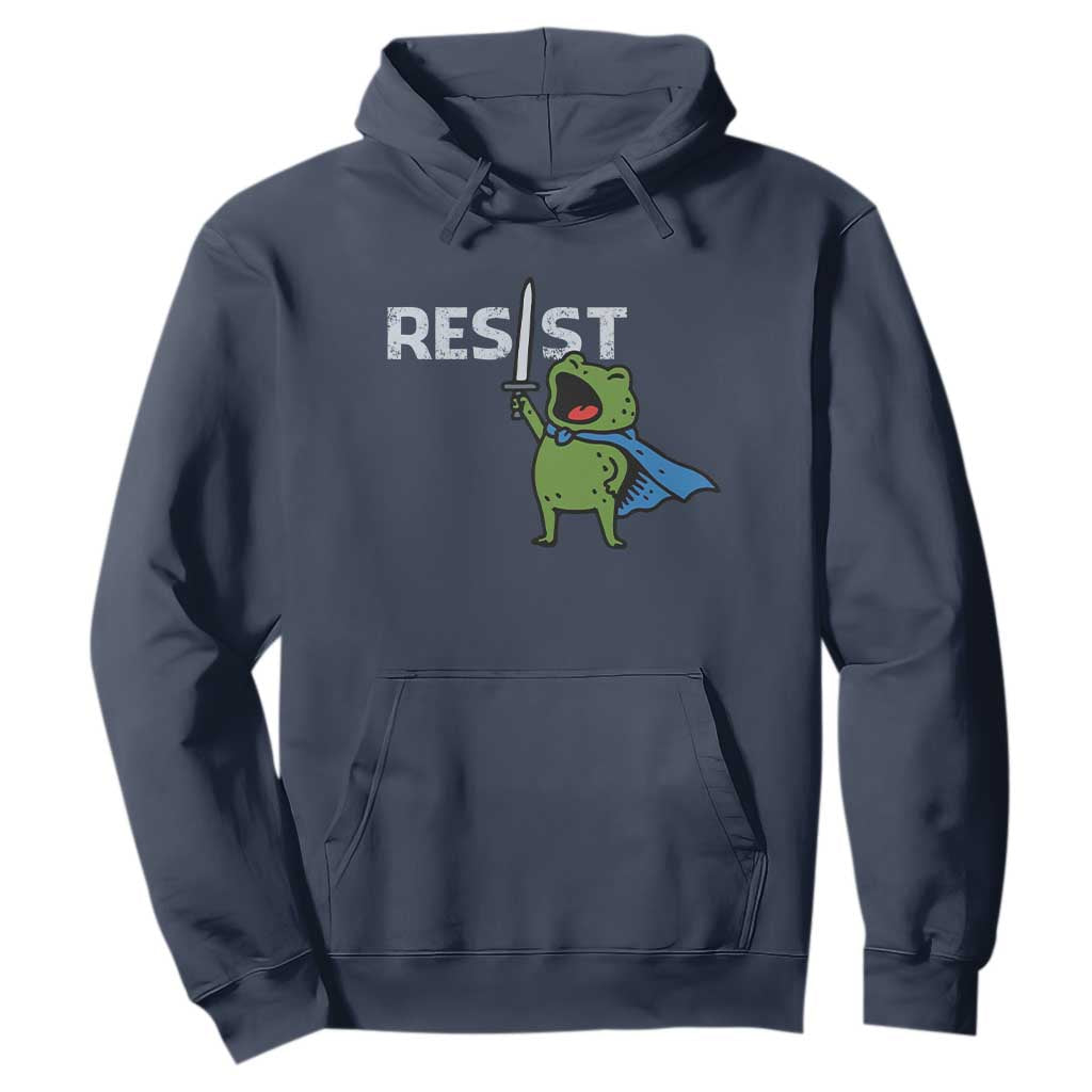 Resist Frog Warrior Hoodie Funny Rebel Meme Gift TS12 Navy Print Your Wear