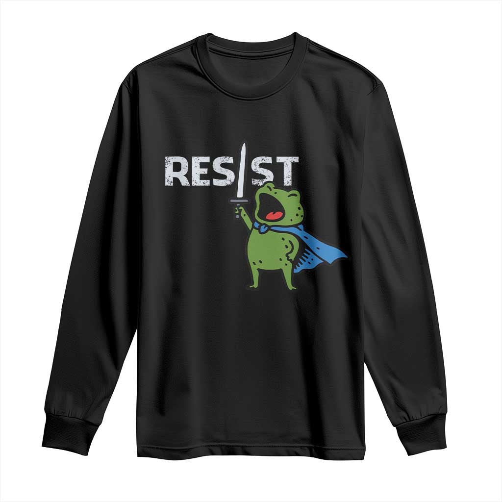 Resist Frog Warrior Long Sleeve Shirt Funny Rebel Meme Gift TS12 Black Print Your Wear