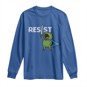 Resist Frog Warrior Long Sleeve Shirt Funny Rebel Meme Gift TS12 Royal Blue Print Your Wear