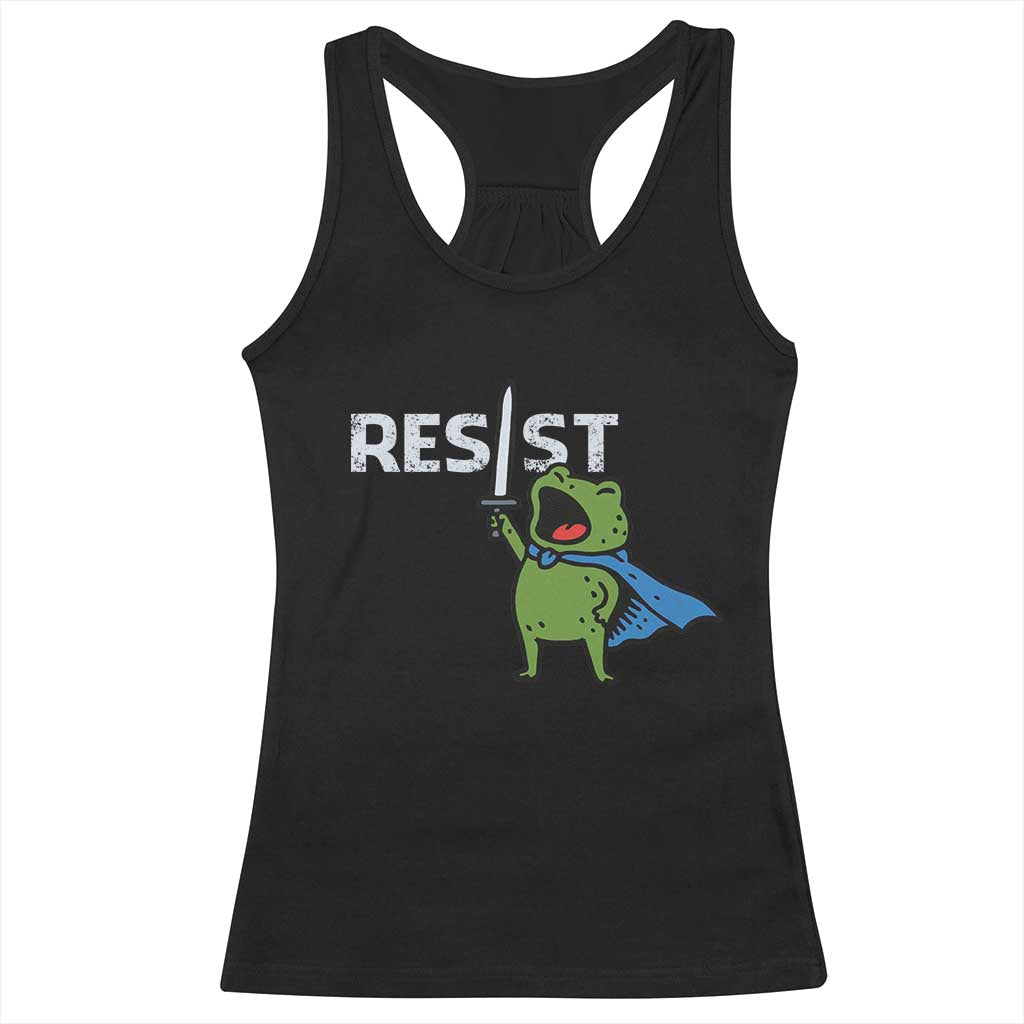 Resist Frog Warrior Racerback Tank Top Funny Rebel Meme Gift - Print Your Wear