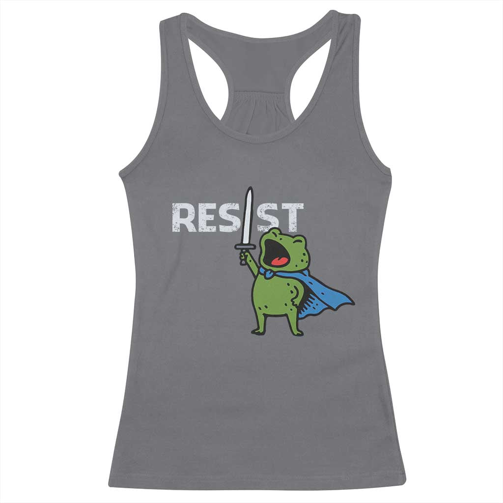 Resist Frog Warrior Racerback Tank Top Funny Rebel Meme Gift TS12 Charcoal Print Your Wear