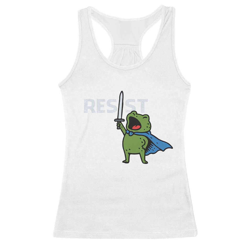 Resist Frog Warrior Racerback Tank Top Funny Rebel Meme Gift TS12 White Print Your Wear