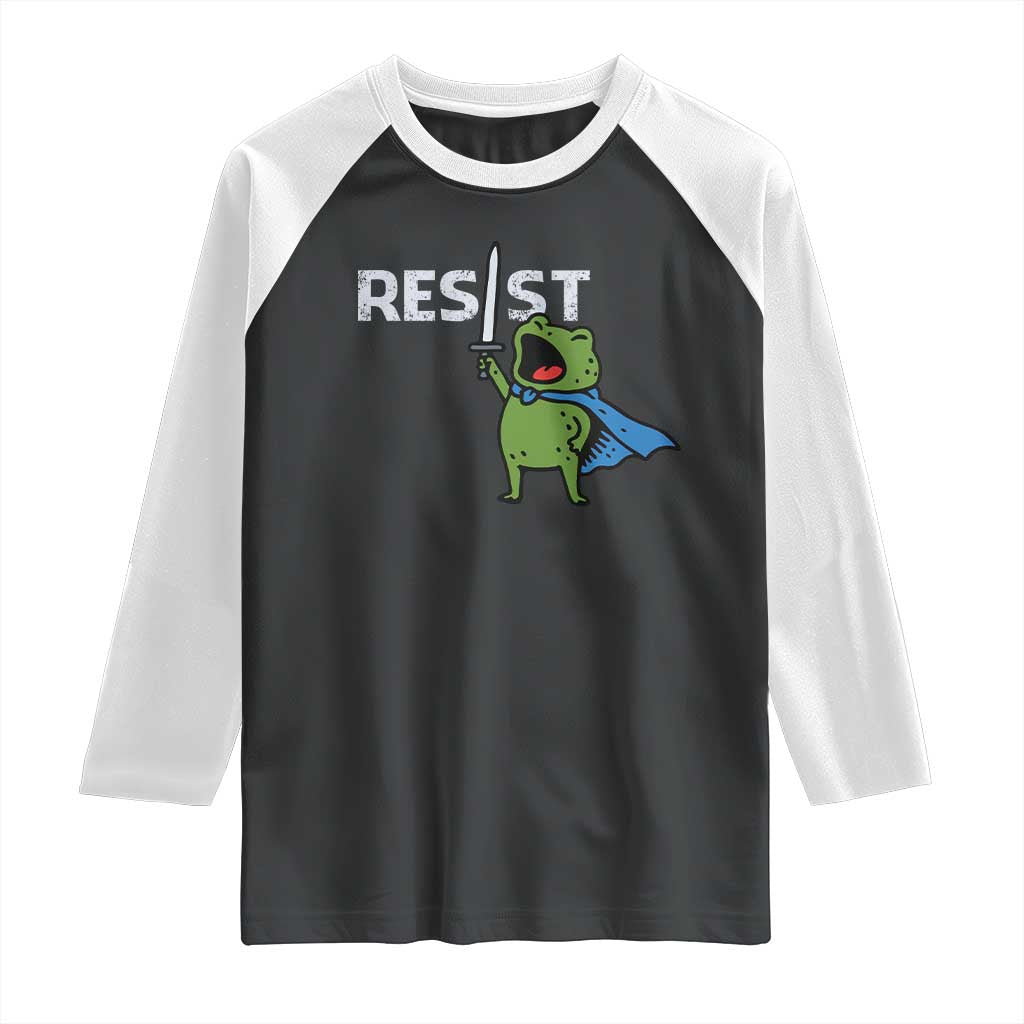 Resist Frog Warrior Raglan Shirt Funny Rebel Meme Gift - Print Your Wear