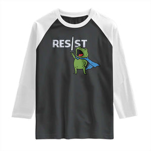 Resist Frog Warrior Raglan Shirt Funny Rebel Meme Gift - Print Your Wear