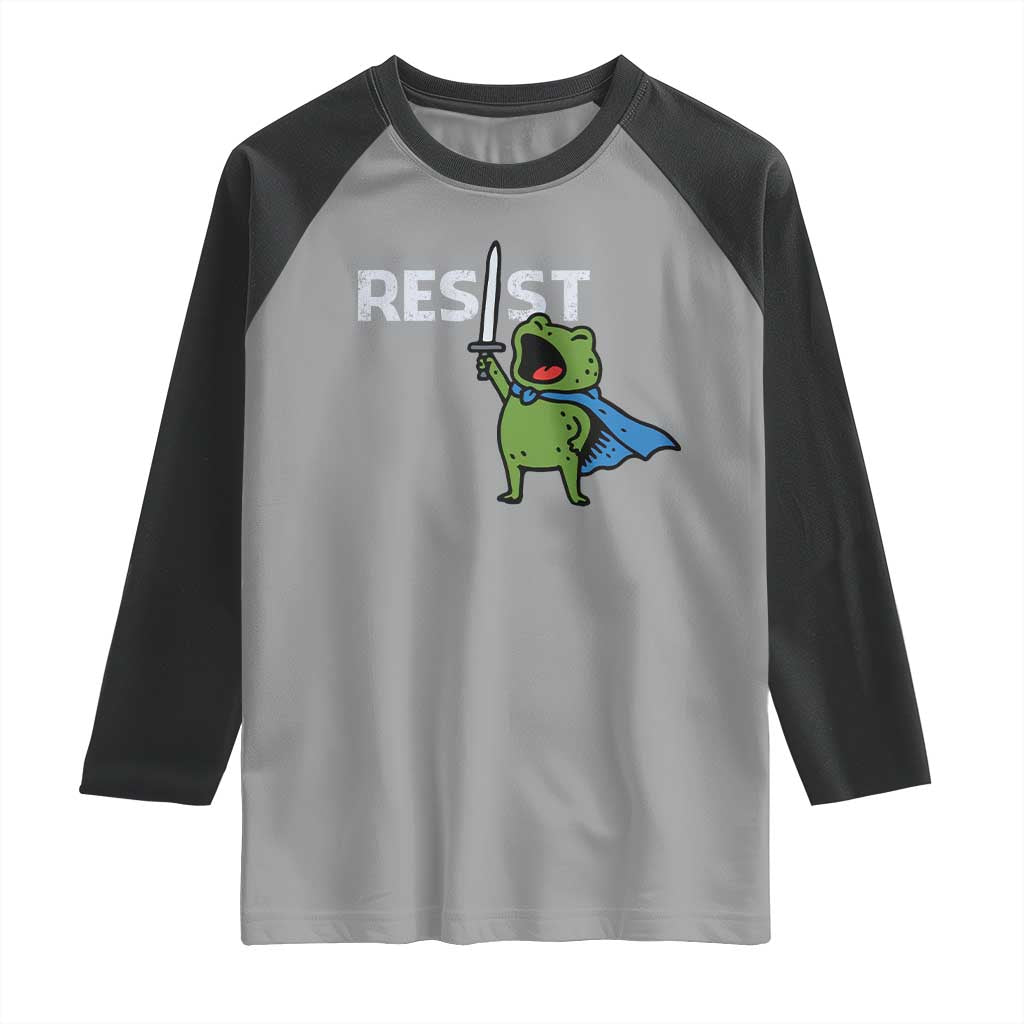 Resist Frog Warrior Raglan Shirt Funny Rebel Meme Gift TS12 Sport Gray Black Print Your Wear