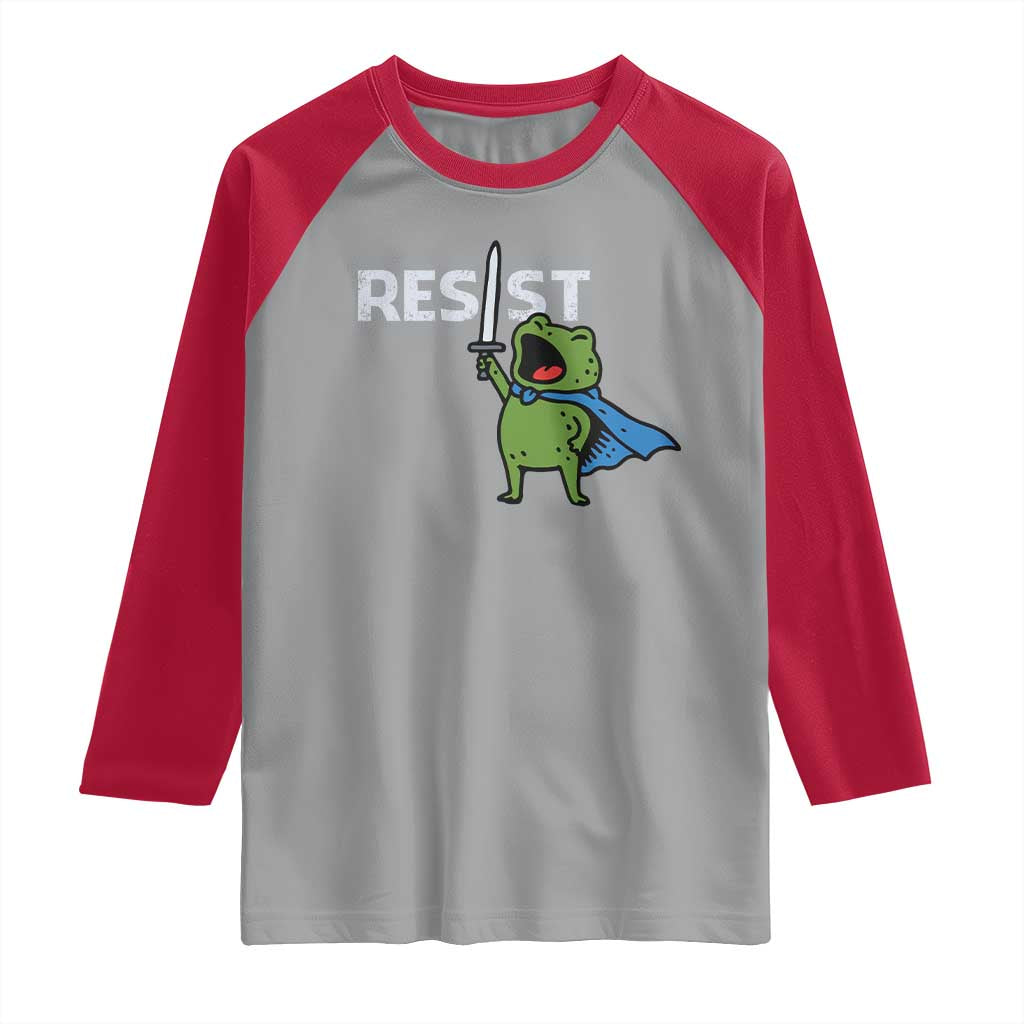 Resist Frog Warrior Raglan Shirt Funny Rebel Meme Gift TS12 Sport Gray Red Print Your Wear