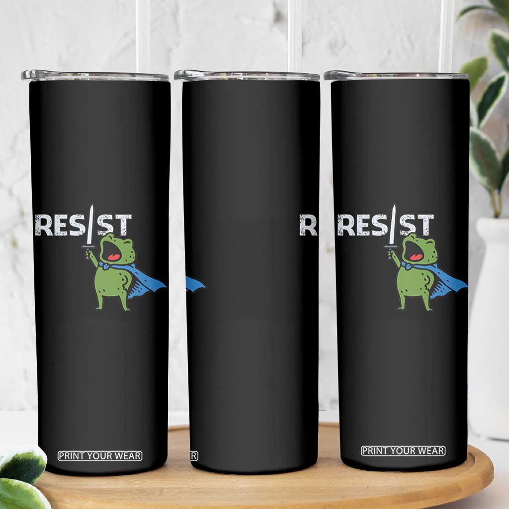 Resist Frog Warrior Skinny Tumbler Funny Rebel Meme Gift - Print Your Wear