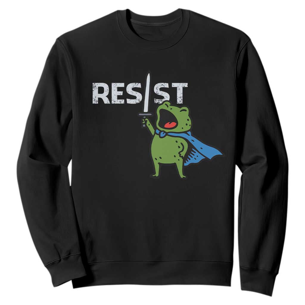 Resist Frog Warrior Sweatshirt Funny Rebel Meme Gift TS12 Black Print Your Wear