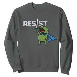 Resist Frog Warrior Sweatshirt Funny Rebel Meme Gift TS12 Dark Heather Print Your Wear